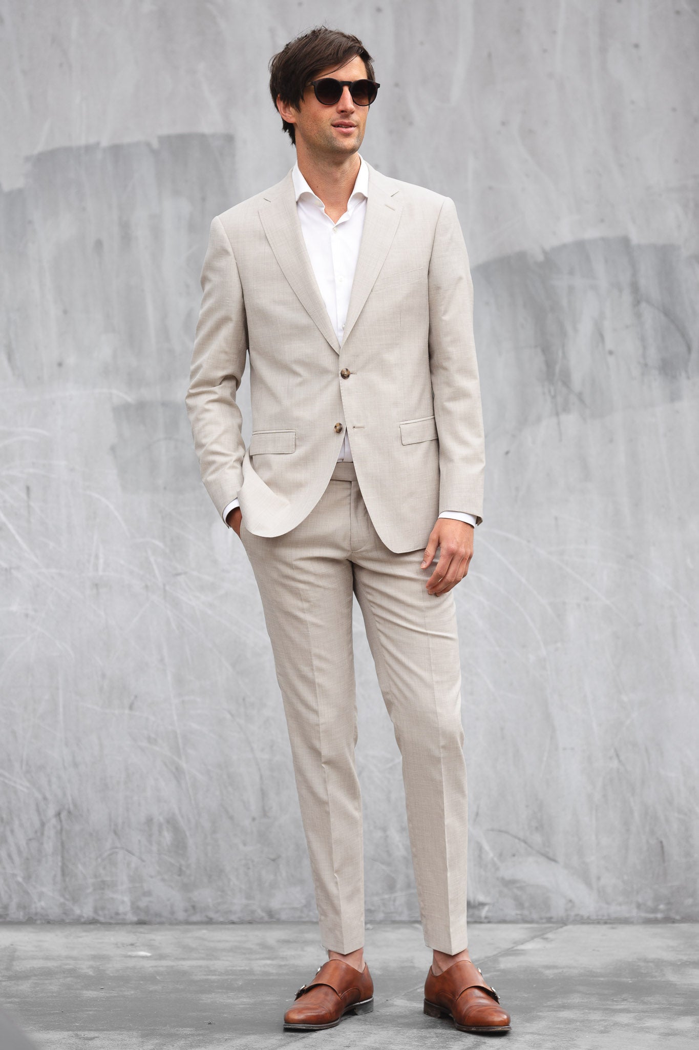 Leinenanzug Zweiteiler in Naturfarben