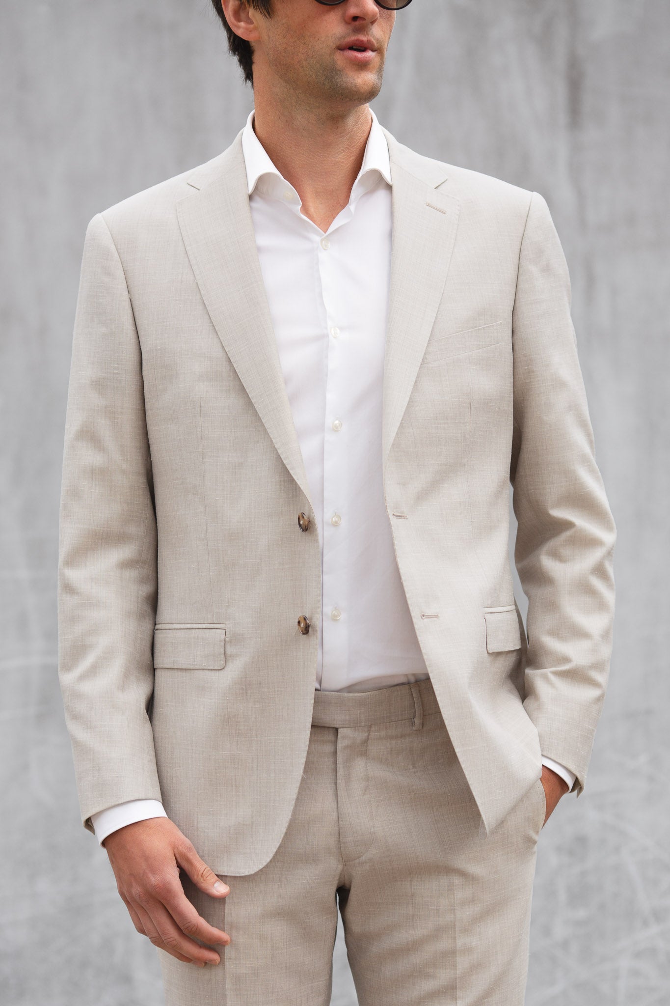 Leinenanzug Zweiteiler in Naturfarben